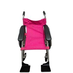 OG DOLL Pink Doll Wheelchair With Black Handles & Footrests